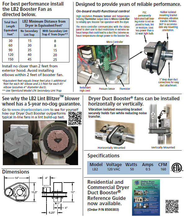 Residential Capacity Dryer Duct Booster : Dryer Boosting Fan : Tjernlund  Products, Inc.